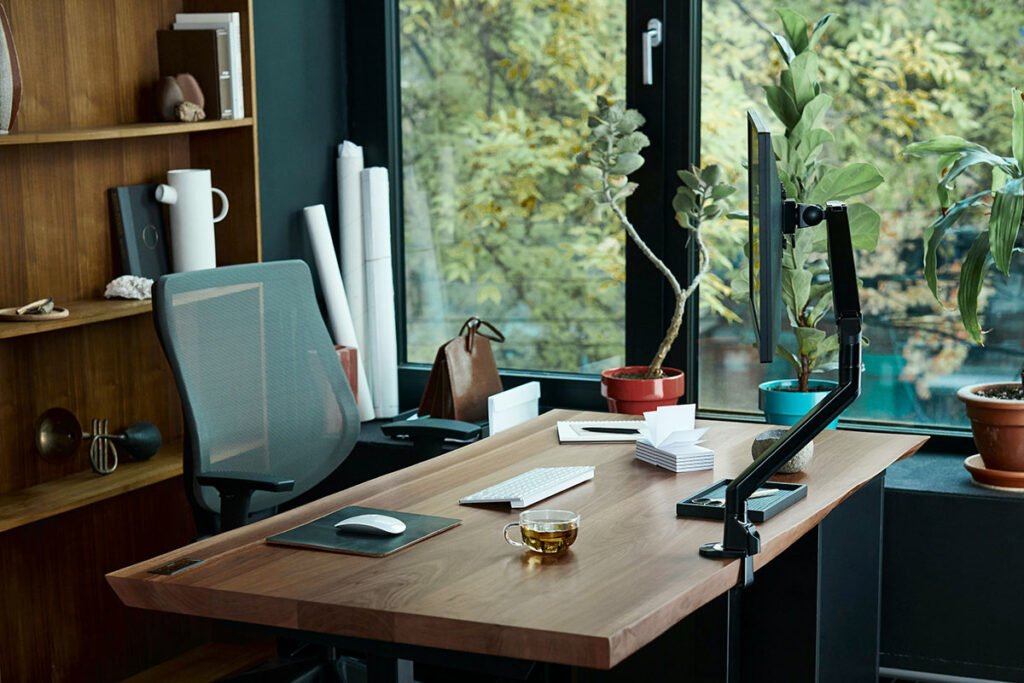 Women remote work setup